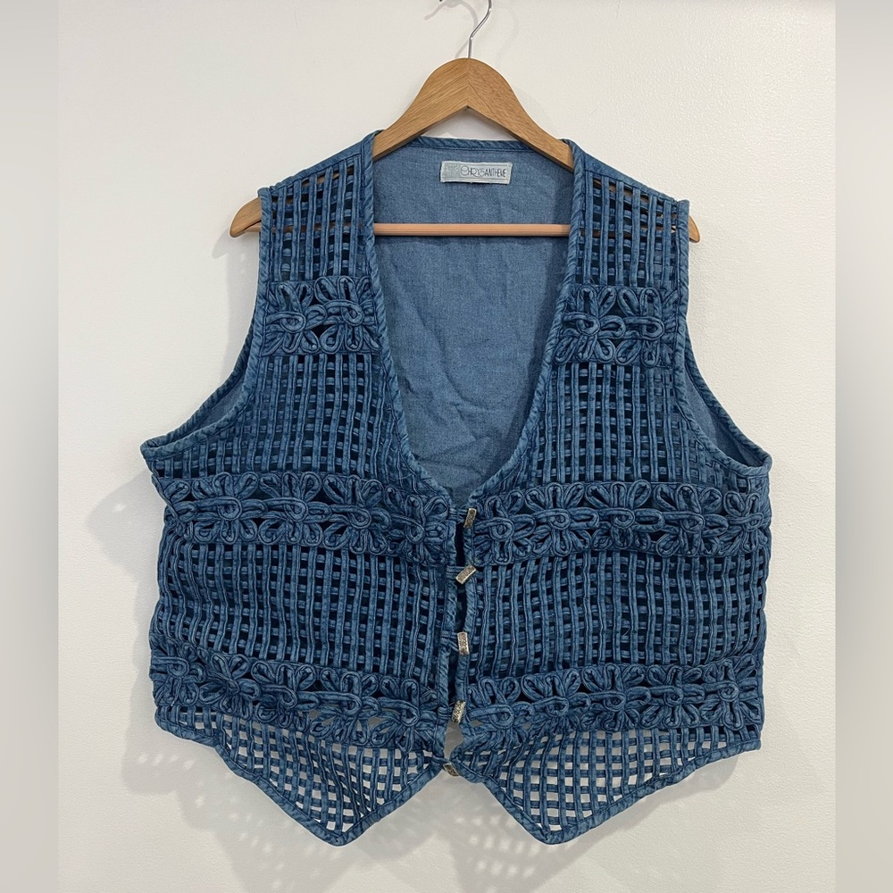 Vintage Blue Textured Quilted (?) Vest